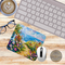 Scenic sunset beach desk mat. Soft neoprene, sublimated design, and customizable with your name! Perfect for offices.